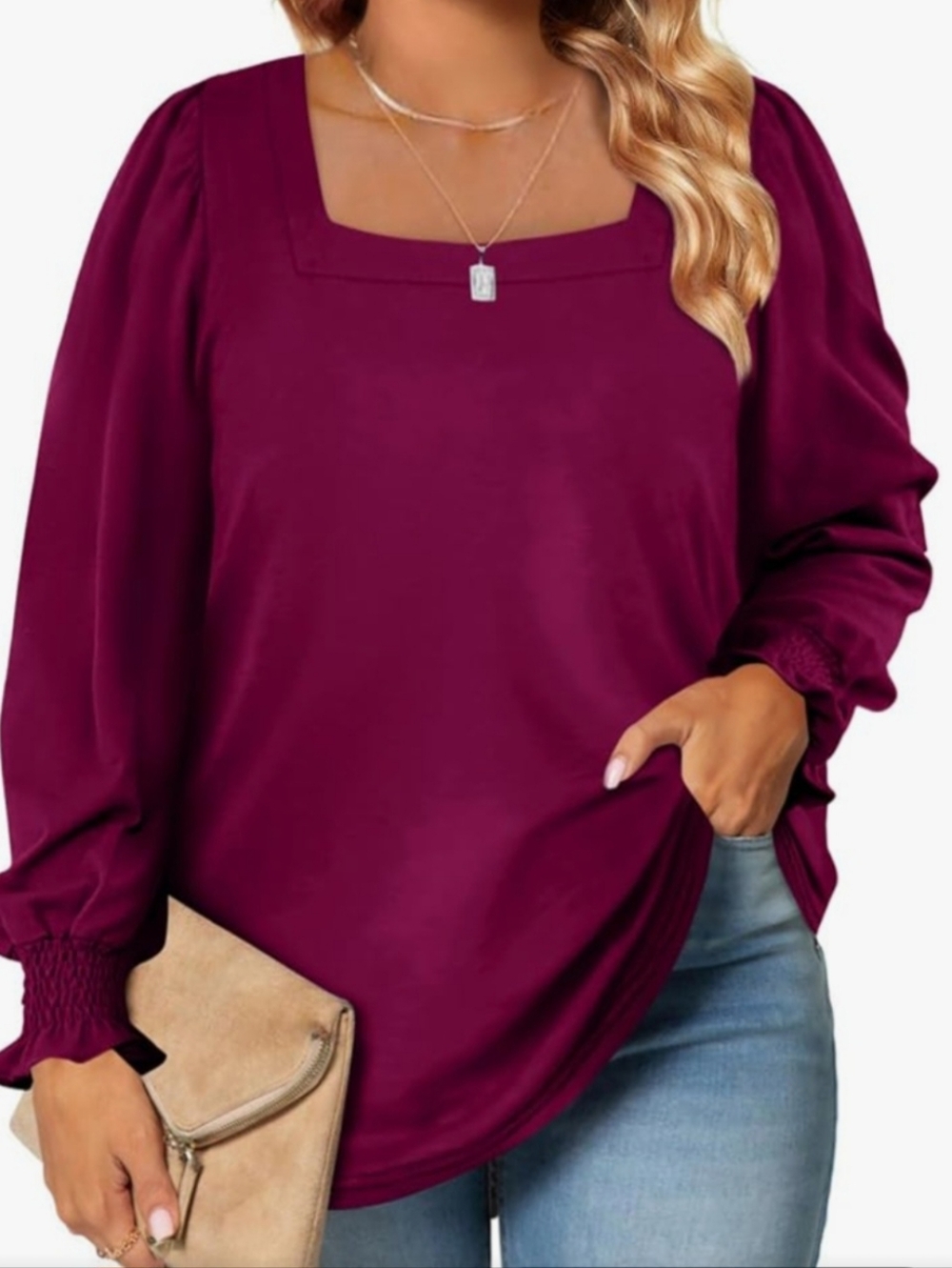Mafilop. Women's Burgundy Long Sleeve Top. Size 3X. NWT.
